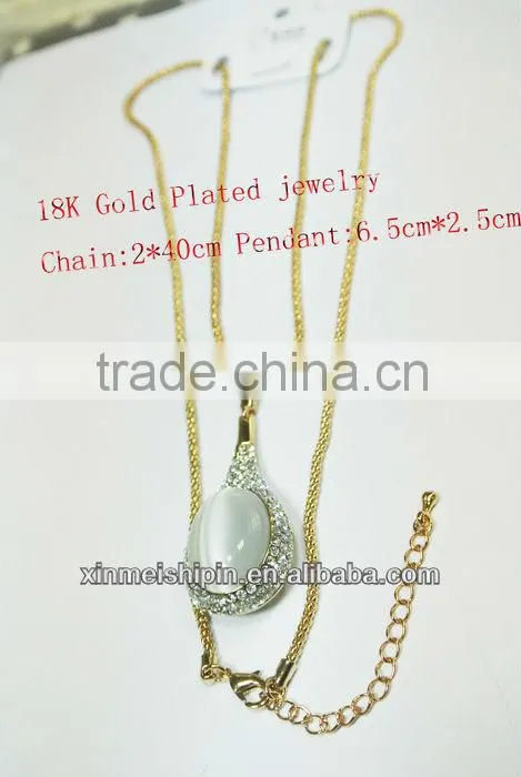 18K Gold plating pendant Chain Necklace& Czech Crystal necklace LN050-3