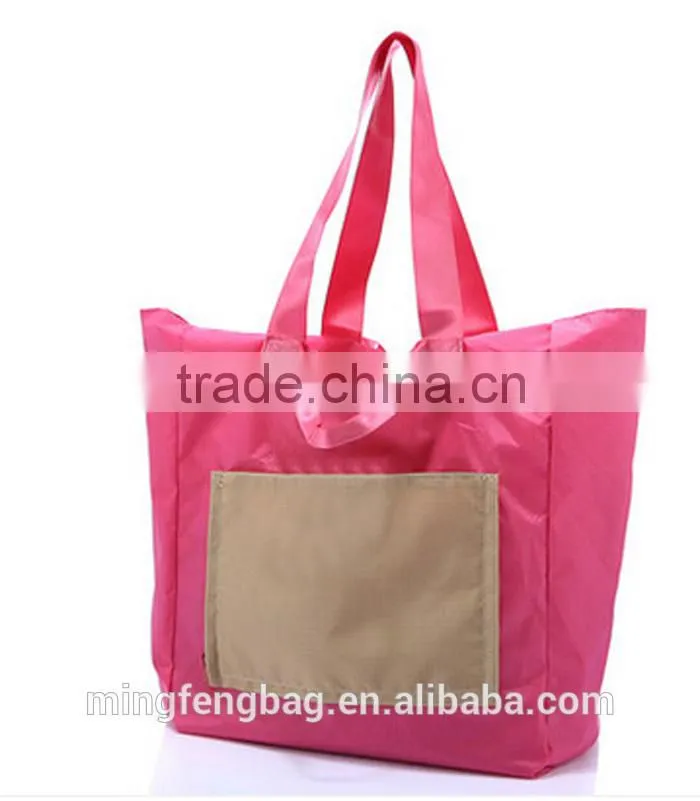 Custom Super Large Waterproof 600D Oxford Folding Tote and Shoulder Portable Fashion Traveling and Shopping Bag for Women