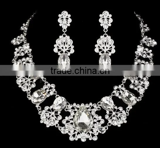 Fashion High Quality Luxury Bridal Necklace Earrings Tiara Wedding Jewelry Set