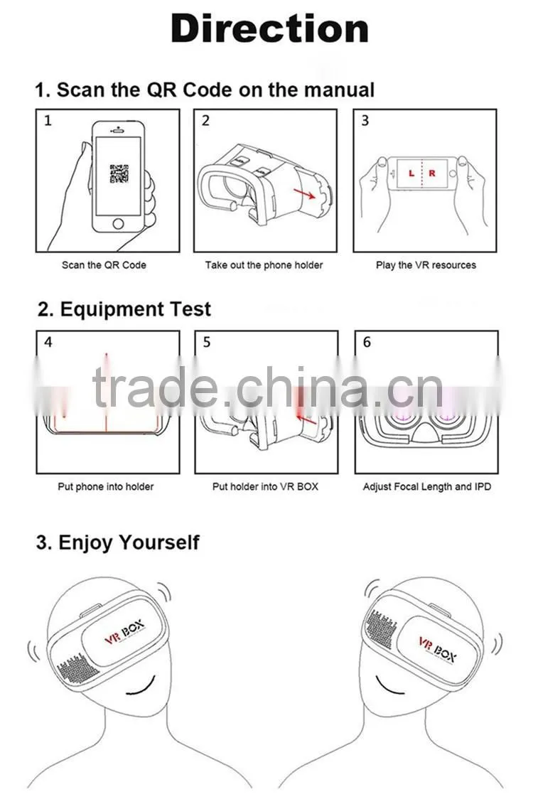 Hot Selling Virtual Reality Glasses Case Plastic Google Cardboard 3D VR BOX 2.0 Adjustable 3D VR