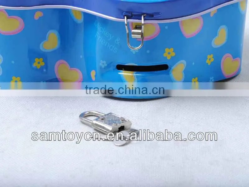 Cartoon rabbit metal money box with key