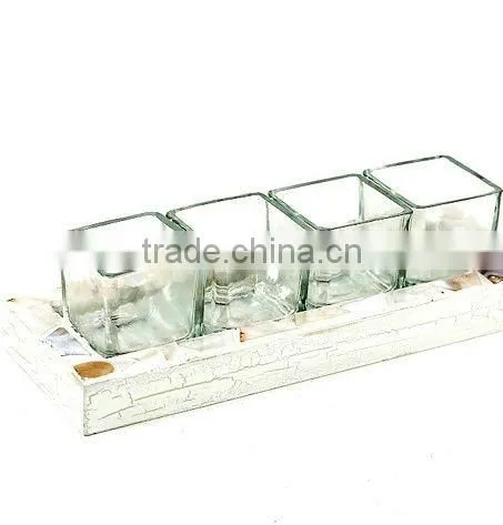 cube glass candle holder