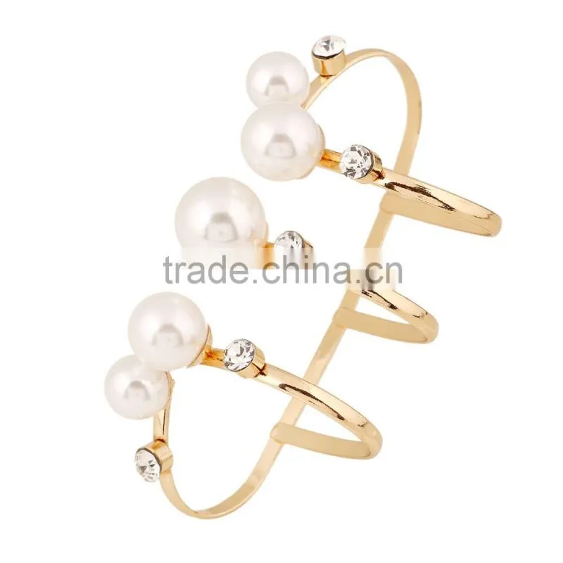 Exaggerated Full Finger Ring Model Big White Pearl Ring For Fashion Women