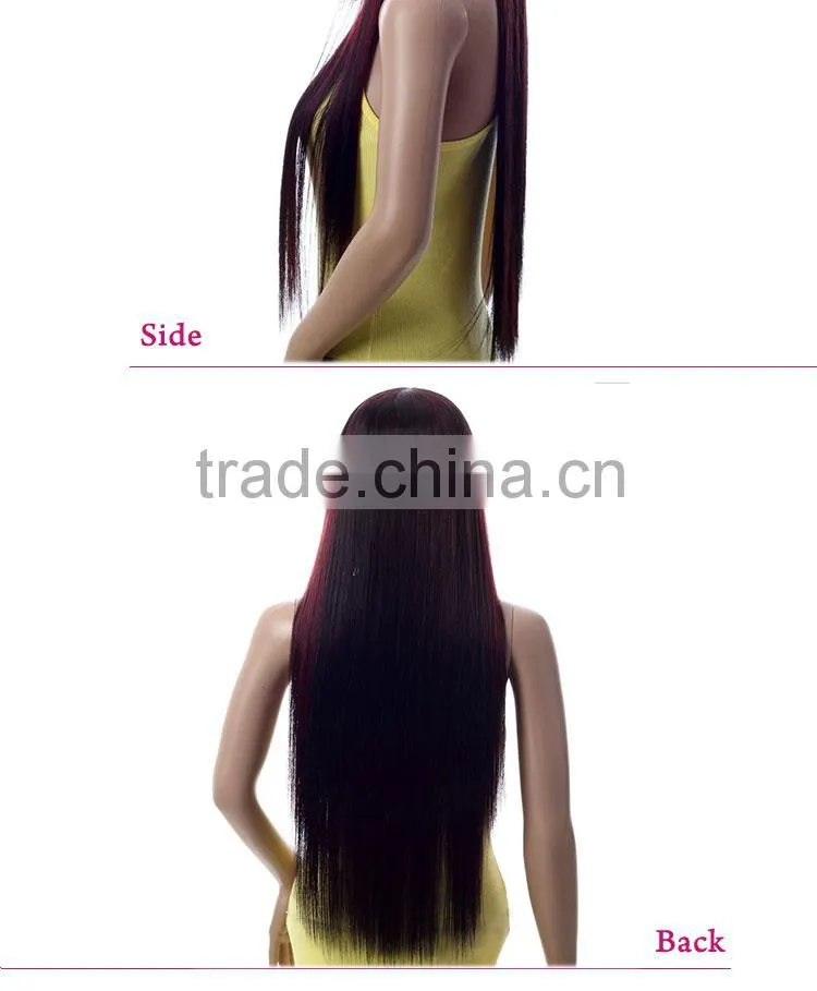 Wholesale price High Temperature Fiber synthetic long black straight hair wig
