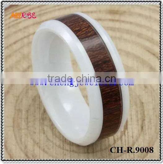 8mm wedding ring two-ton wood inlay titanium wood ring unique titanium ring