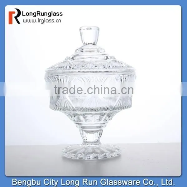 LongRun 2015 new design personalized embossed pattern glass candy dish