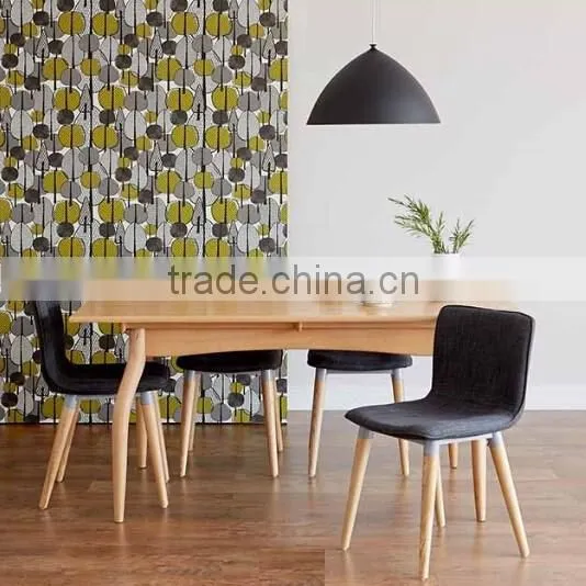 black fabric wooden dining chairs