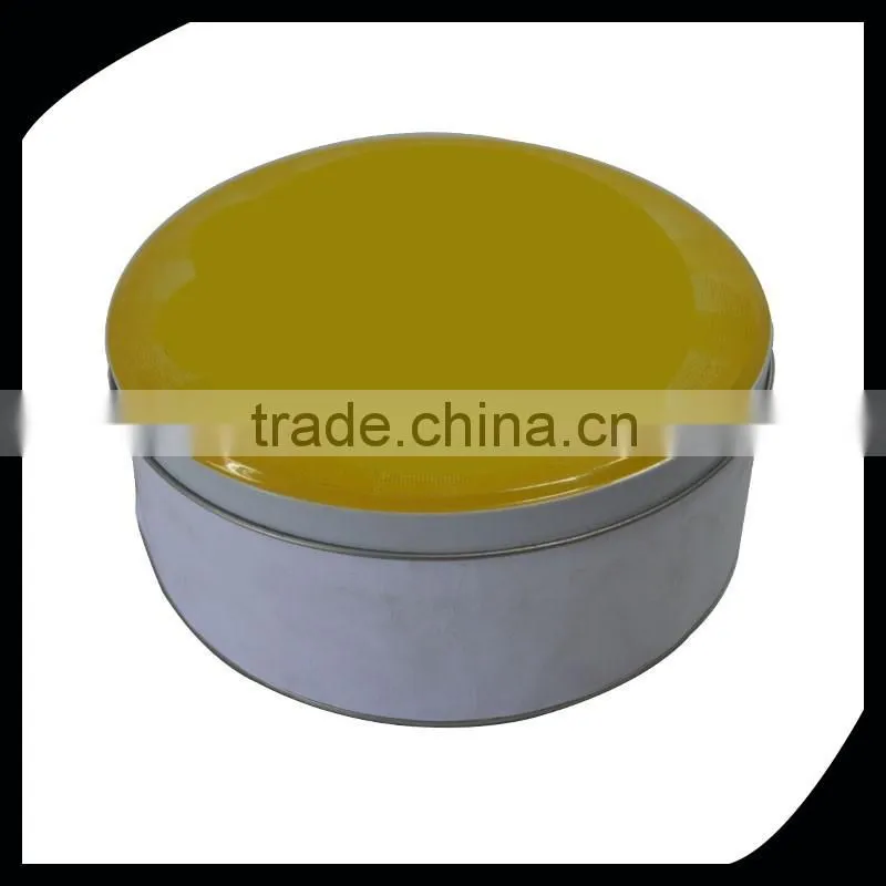 Promotion Gift Light Yellow Small Metal Tin Round Boxes/round gift tin box, colourful gift tin packaging box