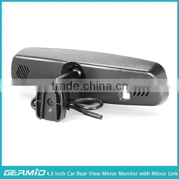 Newest Car mirror link monitor germid rearview mirror supports 4.3 inch lcd monitor with security camera system