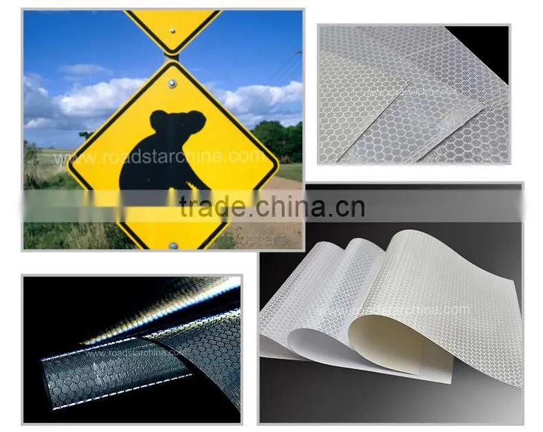 Lustrous road signage prismatic reflector film