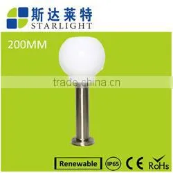 2016 white 20cm round/circle multiple-function stainless steel pedestal solar pillar light