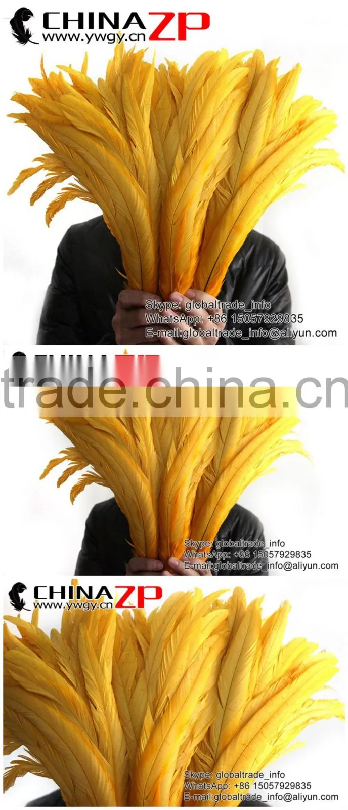 Leading Supplier CHINAZP Bulk Sale Cheap DIY Colored Yellow Chicken Fully Dyed Roosters Feathers