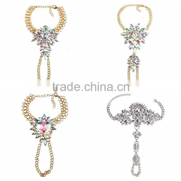 Crystal foot hand chain jewelry barefoot sandals anklet with toe ring