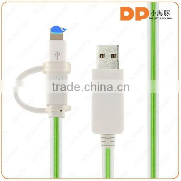 consumer electronics flat cable flowing EL charging cable LED flowing sync data cable for phones