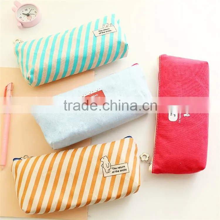 wholesale custom clear canvas zipper fashion stationary pencil cases