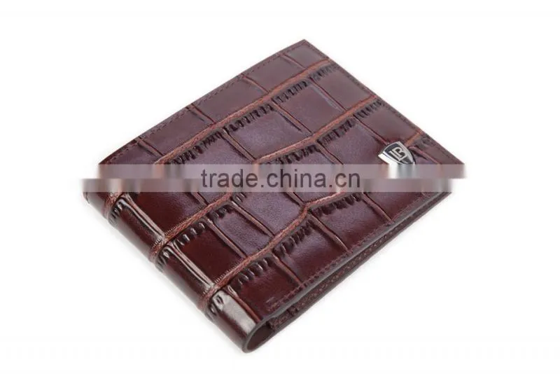 Branded Alligator Pattern Top Grain Leather Men Wallet with Good quality