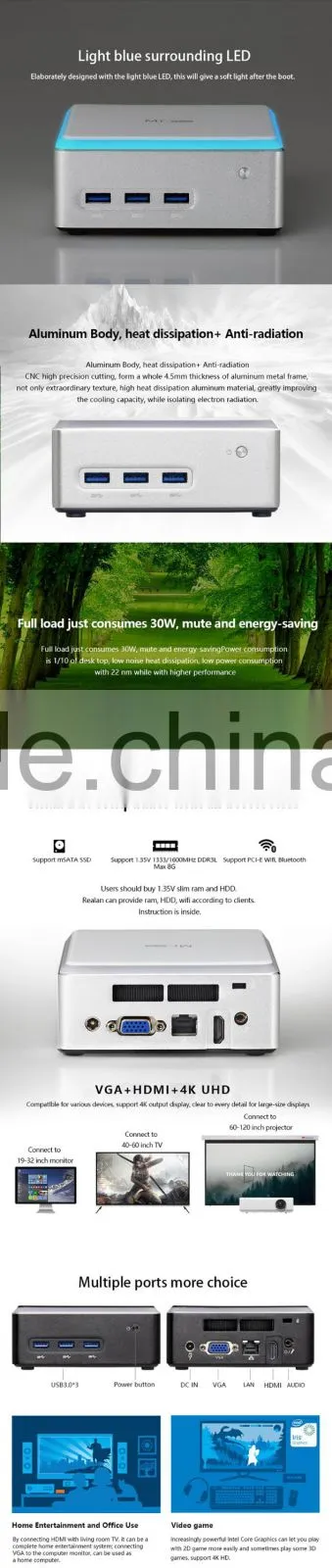 Support WiFi V3 Case Realan Mr.NUC-i7D4500-V3U mini PC Core i7 NUC