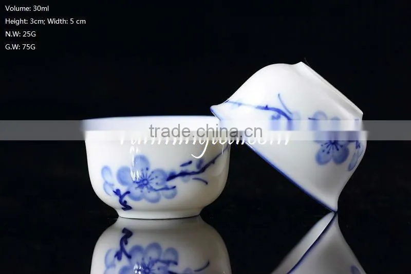 blue peony ceramic tea cup, 30cc/cup