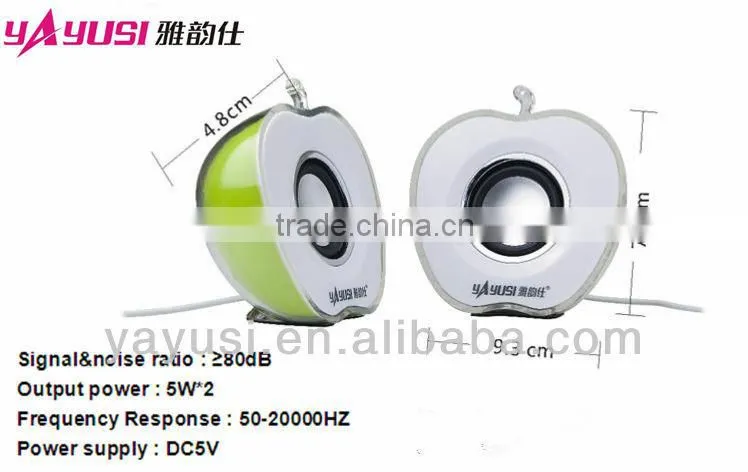 A.PPLE shape USB2.0 Factory mini speaker with light
