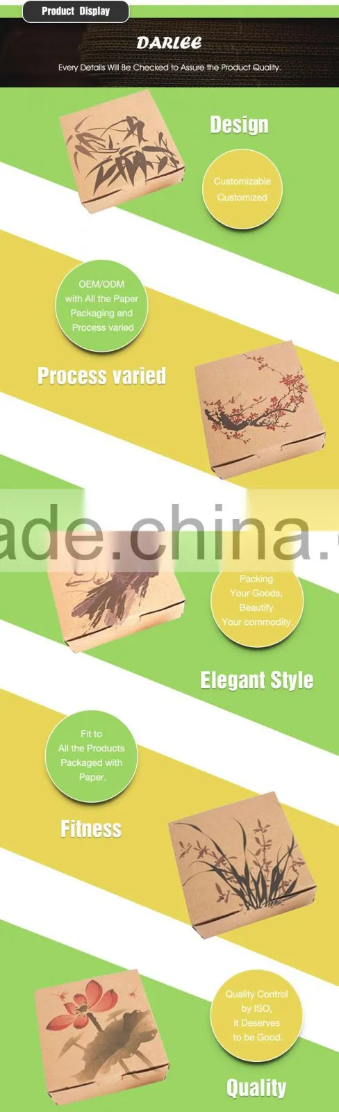 Eco-Friendly handmade brown kraft paper pizza box for fast food