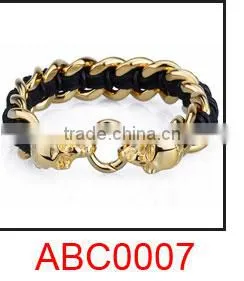 Men black braided leather bracelet cool bracelet for boys New