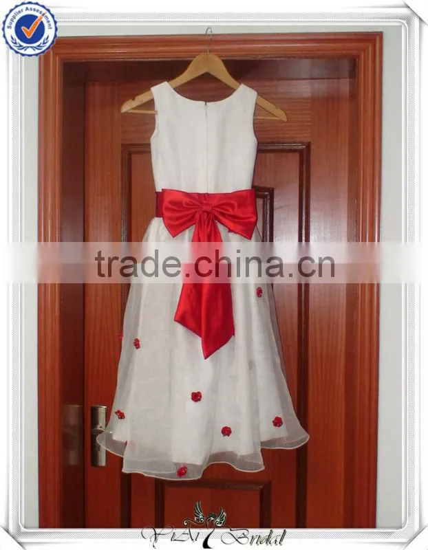 PP0026 Real Sample Hot Selling Flower girl dresses white and red children wedding dress for kids