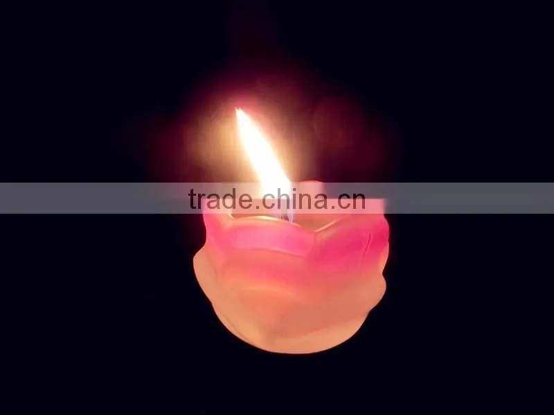 unique shaped pink colored flower shaped candlestick glass container/candle holder
