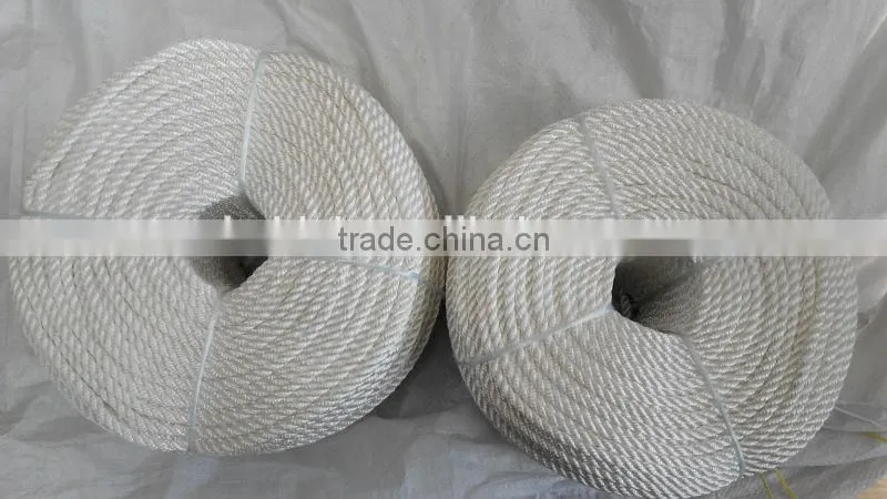 3 Strand White Polyester Twist Rope Abrastion resistive