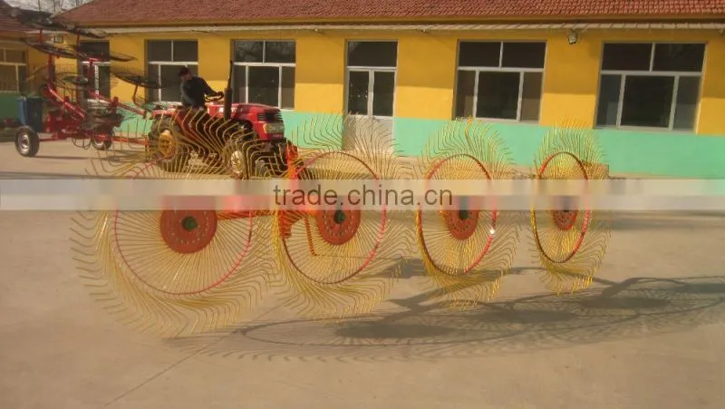 Hydraulic traction hay rake with 4 discs CE approved