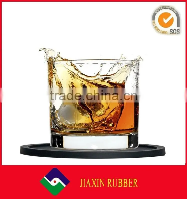 Durable round shape silicone coaster black silicone rubber drink coasters cup mats 10 cm