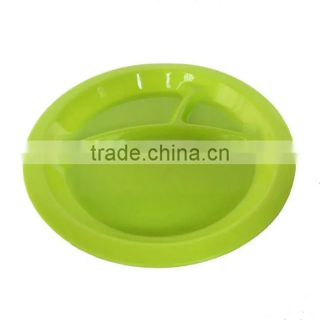 8 pcs green round plate plastic tableware picnic set