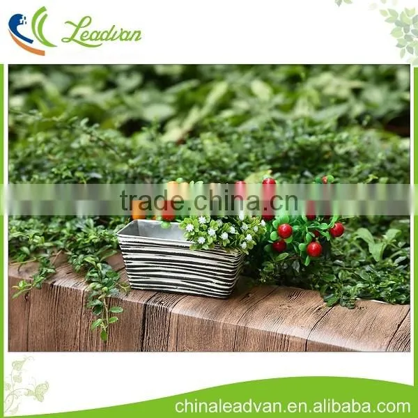 Metal balck white flower desk square decorative pot