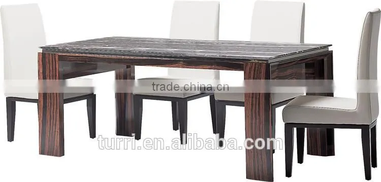 2015 Modern latest Italy ebony veneer TV stand with marble top