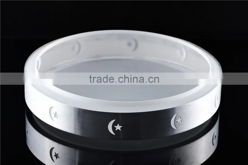 customer design white thermoformed plastic round led lamp cover lamp shades metal frame