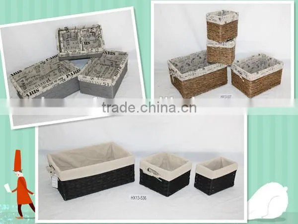 Seagrass +Rush Mixed Woven Big S/3 Storage Basket