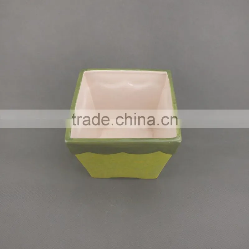 Customized Green Ceramic Flower Pot