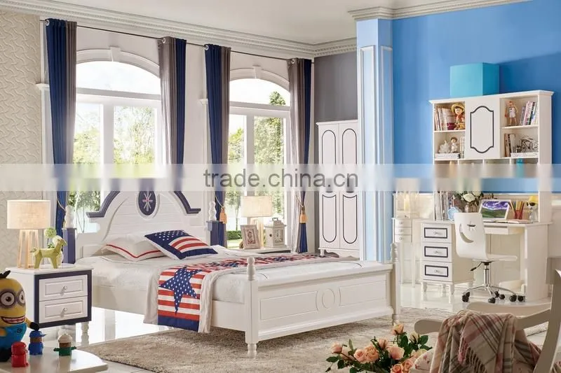 MJ665 2016 new luxury colorful white bedroom set wooden children kids teenager bedroom set