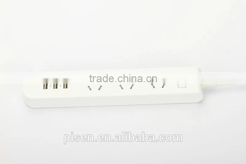Pisen 1.8m 6ft Cable Fast Charging 3 Outles Power Strip With 1A 2.4A 2.4A 3 USB Charger