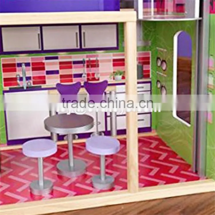 New style 14 furniture pieces children luxury wooden toy dream cottages W06A225