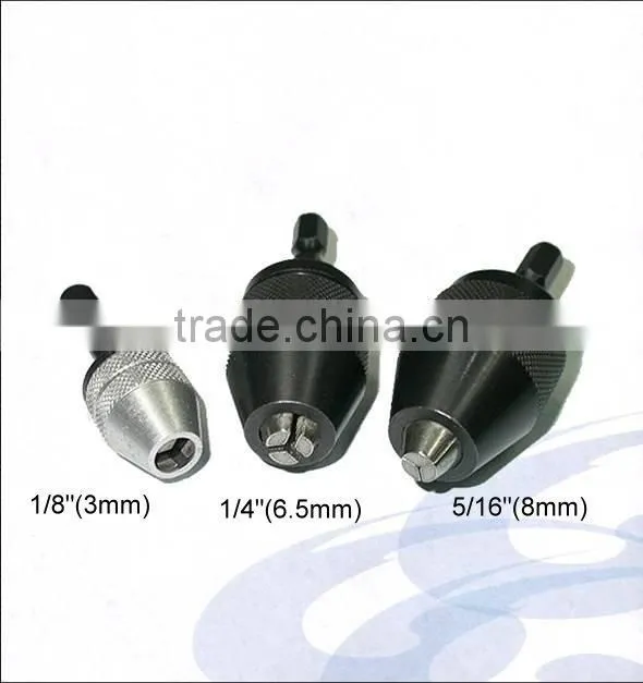 Keyless Drill Chuck with 1/4 " (6.35mm) hex quick shank (1/4" , 3/8" , 1/2")
