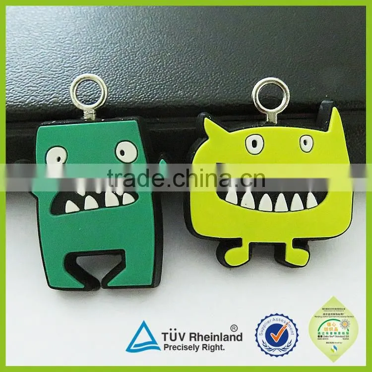 Embossed logo soft pvc customized shape OEM rubber zip puller for bag pack
