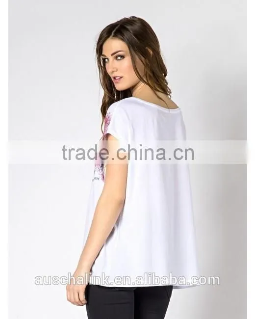 high quality girls short sleeve printed 100% cotton jersey t shirt