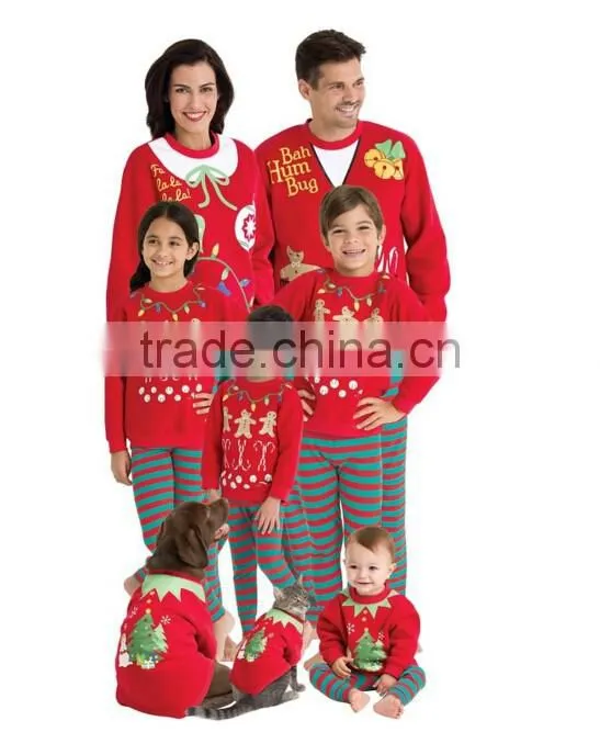 Wholesale Christmas Minion Red Stripe Kids Couples Pajamas