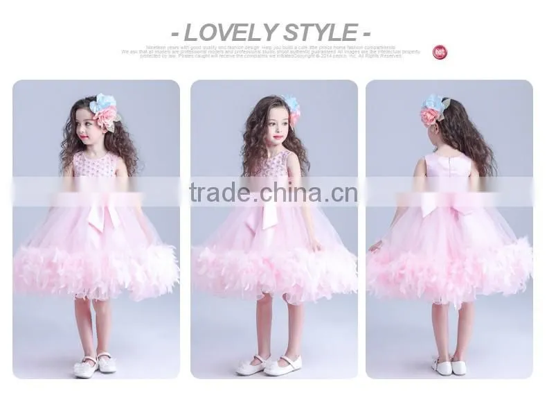 Pink Flowers Girl Dresses With Rhinestone Angel Dress