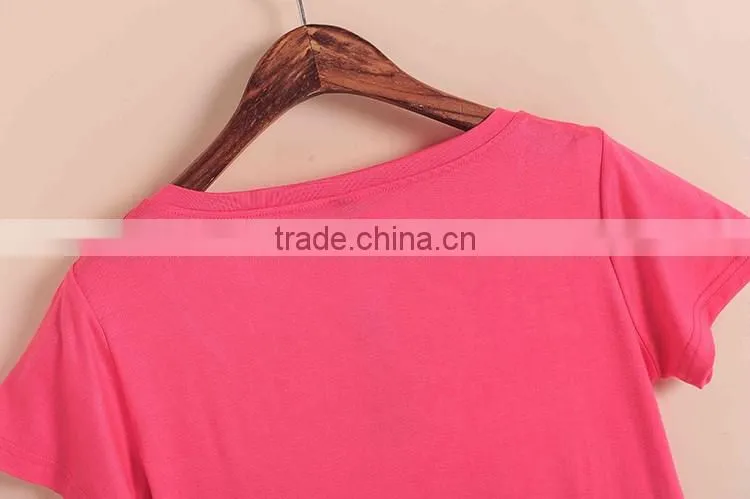 New Fashion Stretch Summer Women T Shirts Ms Solid Color Short Sleeve 100% Cotton v neck t shirt Women's Blank V-Veck T-Shirts