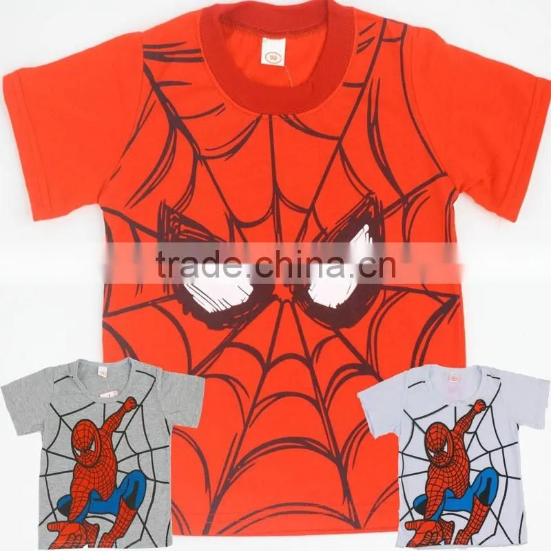 2016 New Style Cotton Spiderman Superman o neck Short sleeve kids T-Shirts cartoon printed children clothes