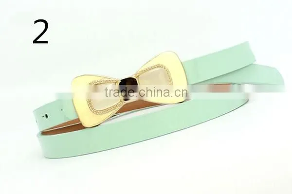 latest design new model hot sale 12colors choice with butterfly design PU leather material belt women