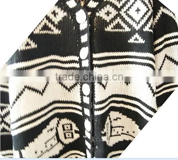 Spring smiles spring and autumn wear new arrival Britpop contrast color loose thick knit sweater women coat
