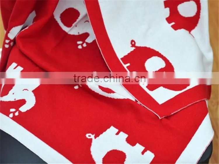 Wholesale elephant printed baby knit blanket in guangzhou