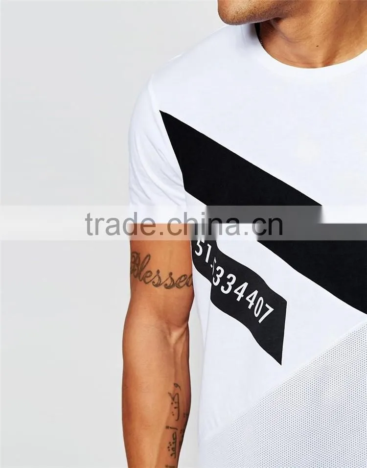 Guangzhou Shandao OEM Manufacturer Hot sale 180g Polyester Cotton Color Block Short Sleeve O-Neck Men T Shirt